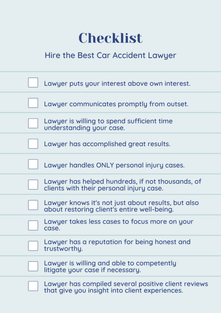 Best Personal Injury Lawyer Checklist